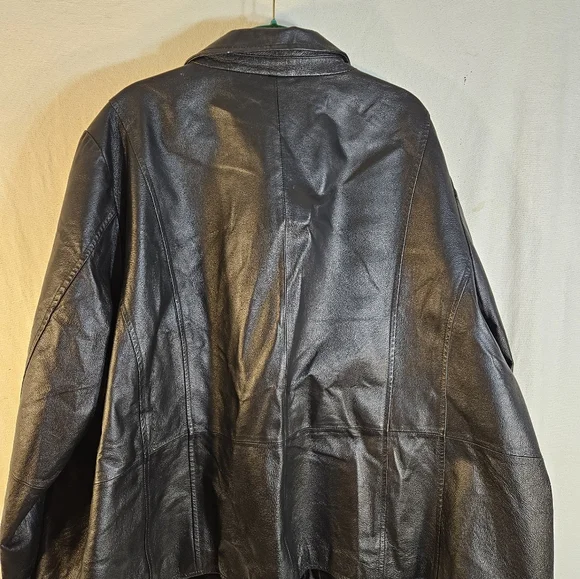 Women's Black leather coat by Maggie Barnes size 5X - Picture 3 of 3